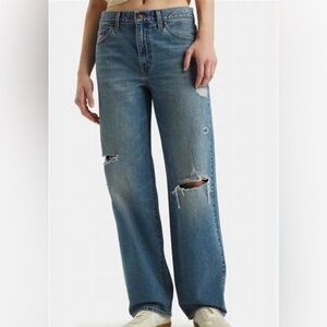 Levi's Premium Baggy Dad Wide Leg Jeans Women's Sz 34 Medium Wash distressed